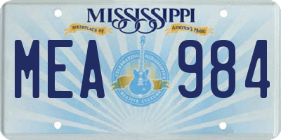 MS license plate MEA984