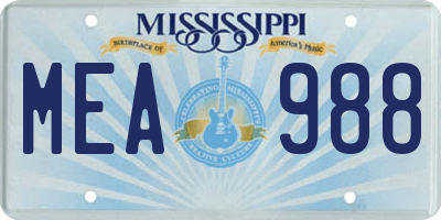 MS license plate MEA988