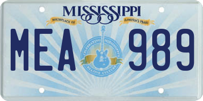 MS license plate MEA989