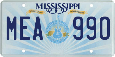 MS license plate MEA990
