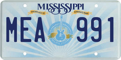 MS license plate MEA991