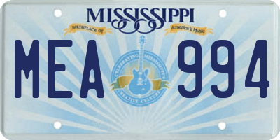 MS license plate MEA994