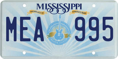 MS license plate MEA995