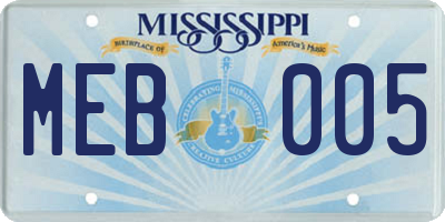 MS license plate MEB005