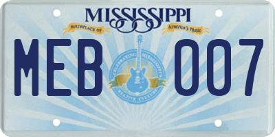 MS license plate MEB007