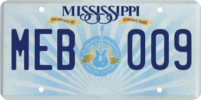 MS license plate MEB009