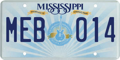 MS license plate MEB014