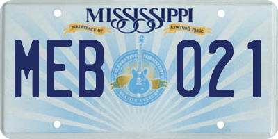 MS license plate MEB021