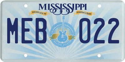 MS license plate MEB022