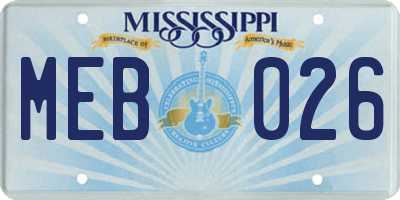 MS license plate MEB026