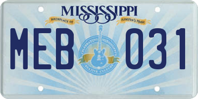 MS license plate MEB031