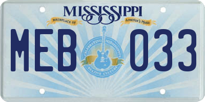 MS license plate MEB033