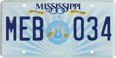 MS license plate MEB034