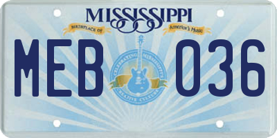 MS license plate MEB036