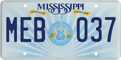 MS license plate MEB037
