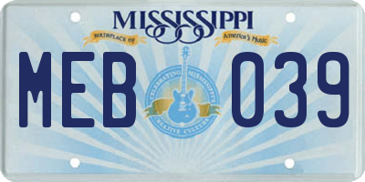 MS license plate MEB039