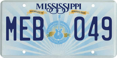 MS license plate MEB049