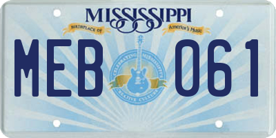 MS license plate MEB061
