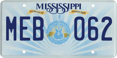 MS license plate MEB062
