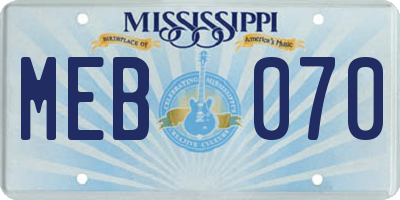 MS license plate MEB070