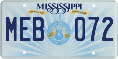MS license plate MEB072