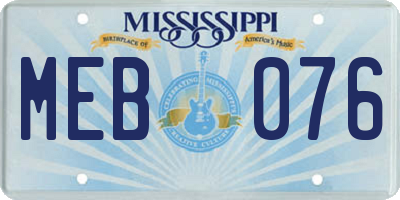 MS license plate MEB076