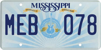 MS license plate MEB078