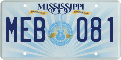 MS license plate MEB081