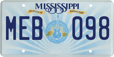 MS license plate MEB098