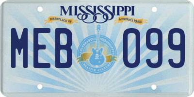 MS license plate MEB099