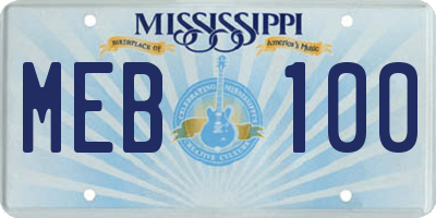 MS license plate MEB100