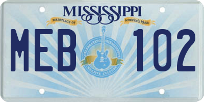 MS license plate MEB102