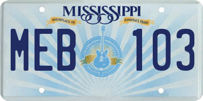 MS license plate MEB103