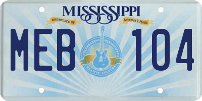 MS license plate MEB104