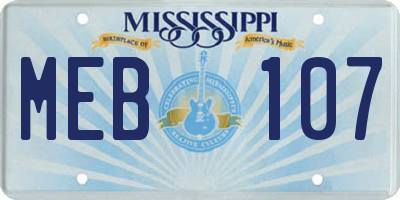 MS license plate MEB107