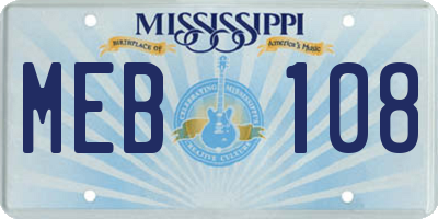 MS license plate MEB108