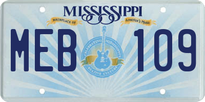 MS license plate MEB109