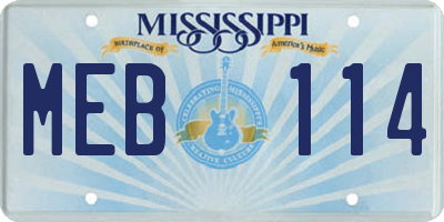 MS license plate MEB114