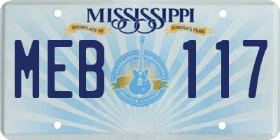 MS license plate MEB117