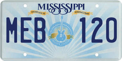 MS license plate MEB120