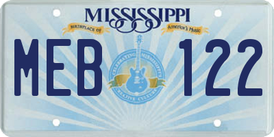 MS license plate MEB122