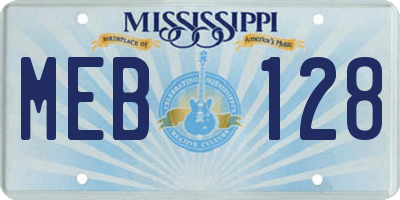 MS license plate MEB128