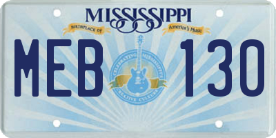 MS license plate MEB130