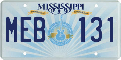 MS license plate MEB131