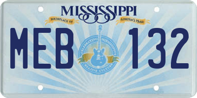 MS license plate MEB132