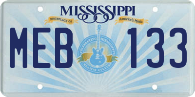 MS license plate MEB133