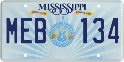 MS license plate MEB134