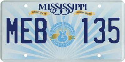 MS license plate MEB135