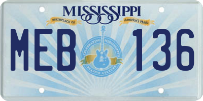 MS license plate MEB136