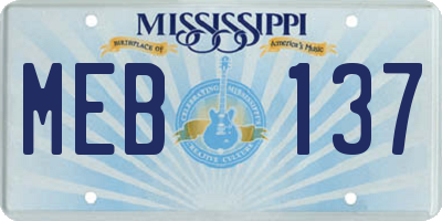 MS license plate MEB137